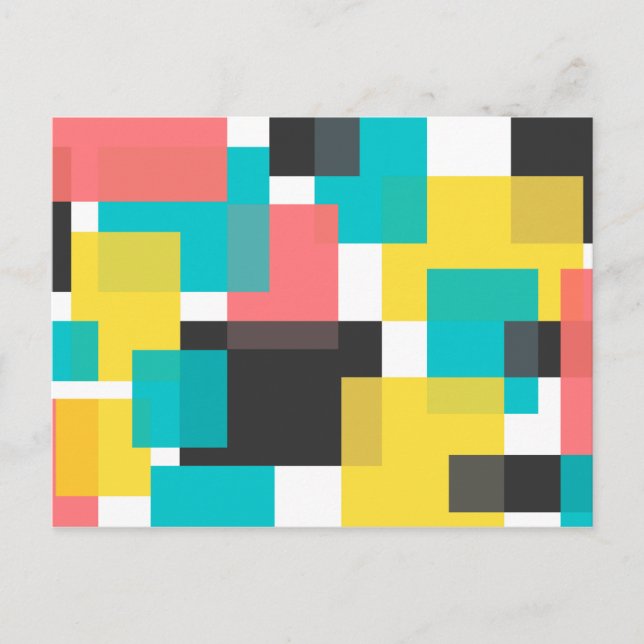 Colourful, cool, trendy, urban geometric shape art postcard (Front)