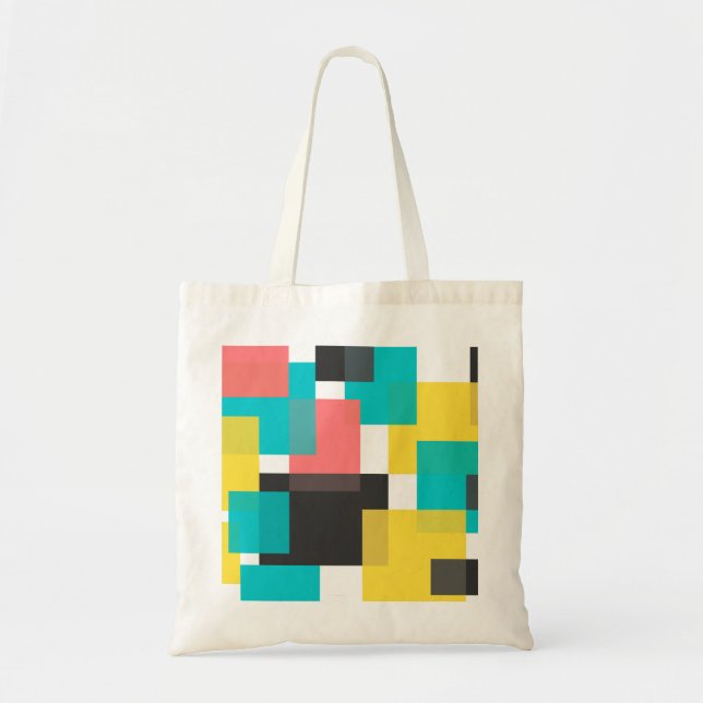 Colourful, cool, trendy, urban geometric shape art tote bag (Front)