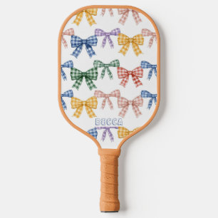 Colourful Coquette Bows & Stripes Pickleball Paddl Paddle