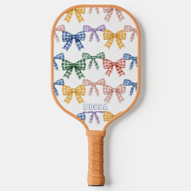 Colourful Coquette Bows & Stripes Pickleball Paddl Paddle (Front)