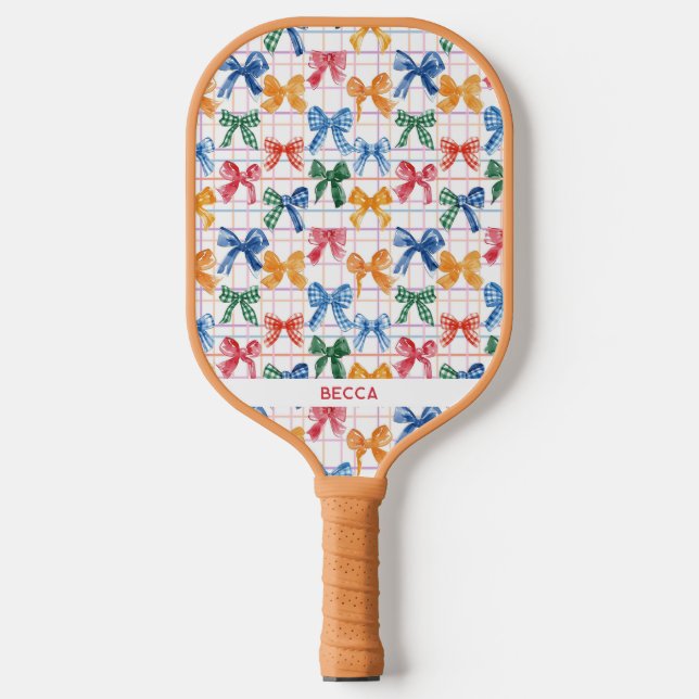 Colourful Coquette Bows & Stripes Pickleball Paddl Pickleball Paddle (Front)