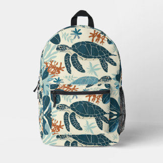 Colourful Coral and Shell Design Printed Backpack