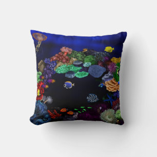 Colourful Coral & Fish Reef Art Cushion