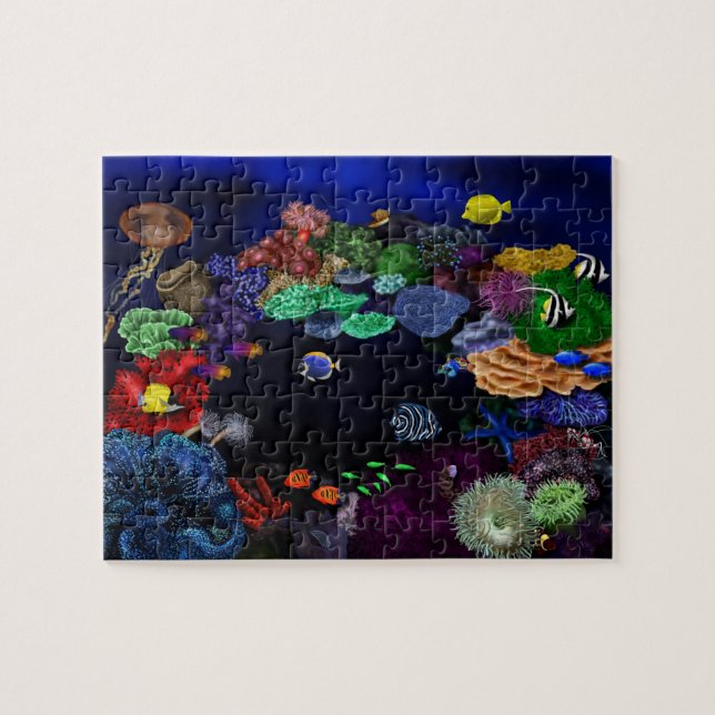 Colourful Coral & Fish Reef Art Jigsaw Puzzle (Horizontal)