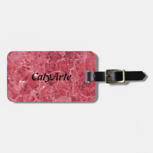 Colourful coral red marble luggage tag