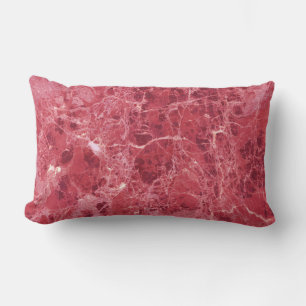 Colourful coral red marble lumbar cushion