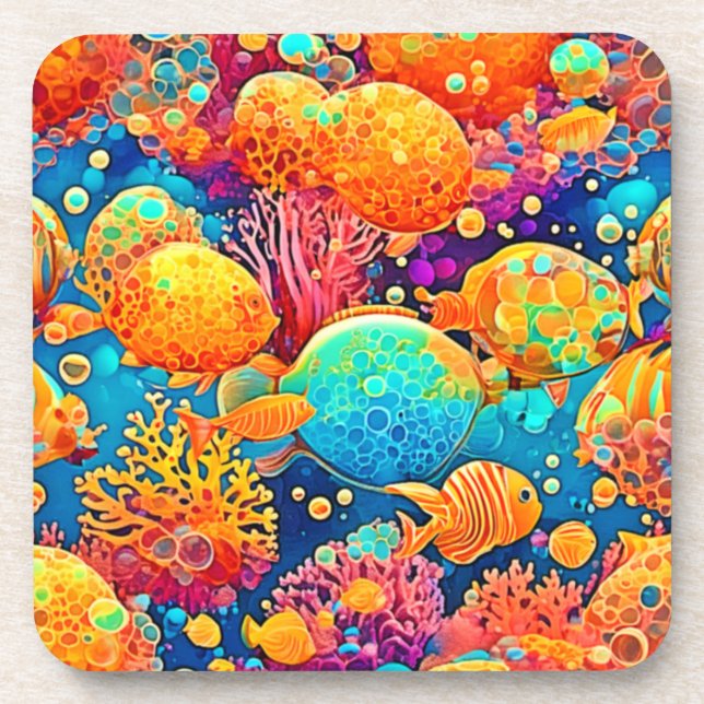 Colourful Coral Reef Artwork Coaster (Front)