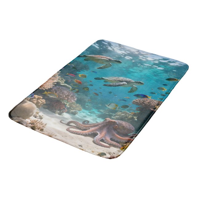 Colourful Coral Reef Bath Mat (Angled)