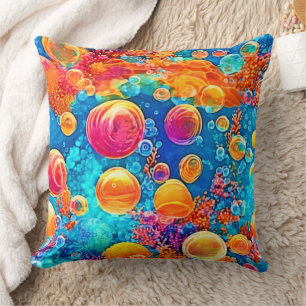 Colourful Coral Reef Bubbles Cushion
