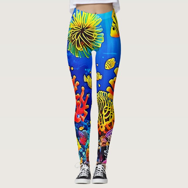 Colourful Coral Reef Design  Leggings (Front)