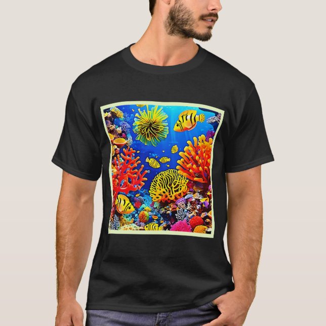 Colourful Coral Reef Design T-Shirt (Front)