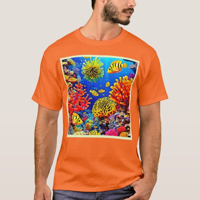 Colourful Coral Reef Design  T-Shirt (Front)