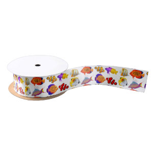 Colourful Coral Reef Fish Ribbon Satin Ribbon