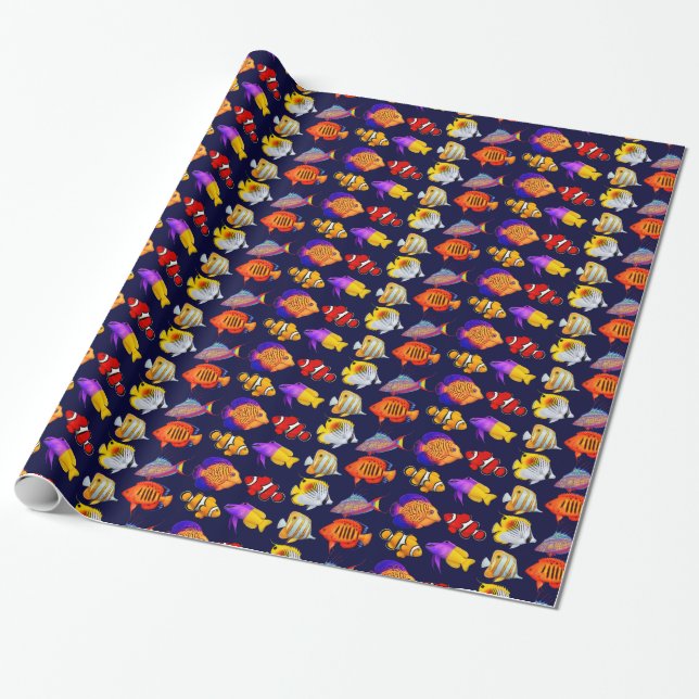 Colourful Coral Reef Fish Wrapping Paper (Unrolled)
