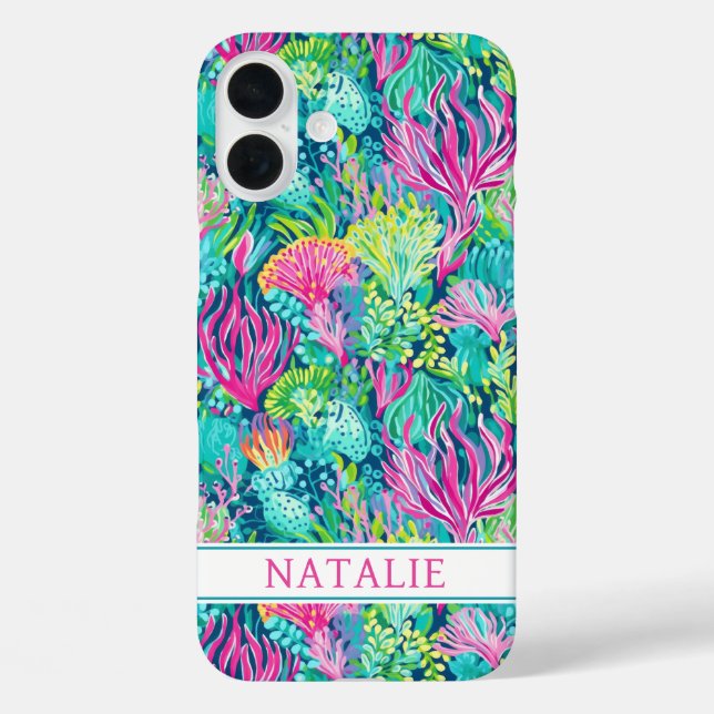 Colourful Coral Reef Monogrammed Case-Mate iPhone Case (Back)