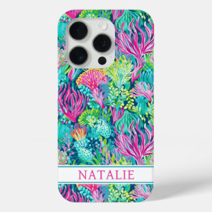 Colourful Coral Reef Monogrammed iPhone 15 Pro Case