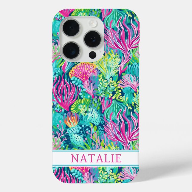 Colourful Coral Reef Monogrammed Case-Mate iPhone Case (Back)