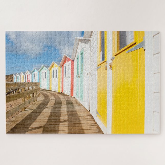 Colourful Cornish Beach Huts Jigsaw Jigsaw Puzzle (Horizontal)