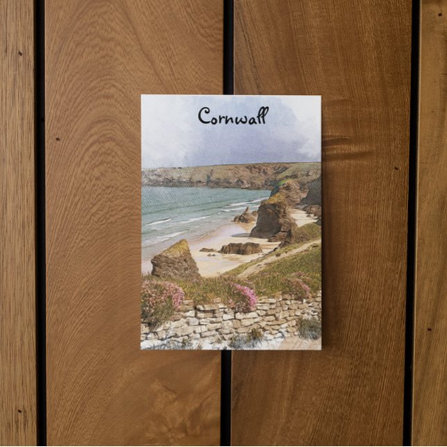 Colourful Cornwall England Coastal Scenery Postcard (cornwall england uk postcard)