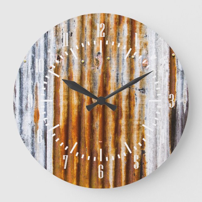 Colourful Corrugated Iron Fence Large Clock (Front)