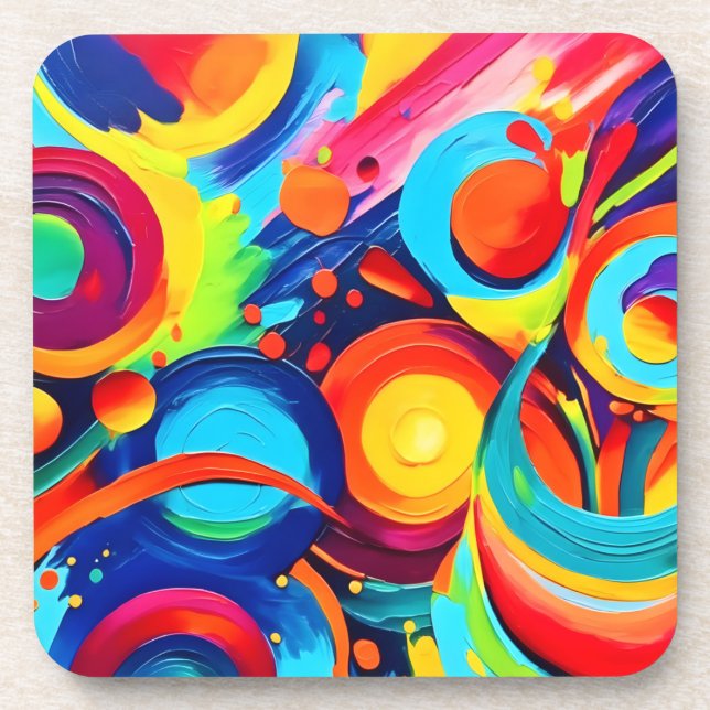 Colourful Cosmic Chaos Painting  Coaster (Front)