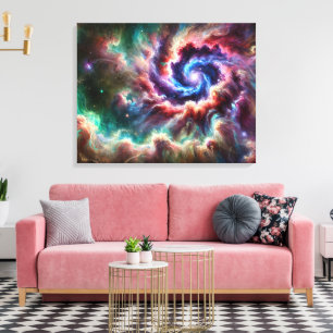 Colourful Cosmic Galaxy Swirl with Radiant Nebula Canvas Print