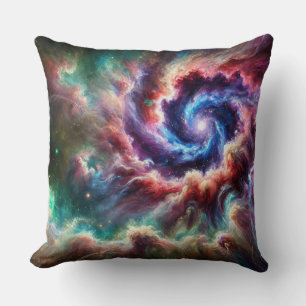 Colourful Cosmic Galaxy Swirl with Radiant Nebula Cushion