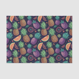 Colourful Cosmic Neon Tropical Summer Fruit Patter Tissue Paper
