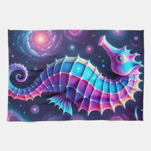 Colourful Cosmic Seahorse  Tea Towel