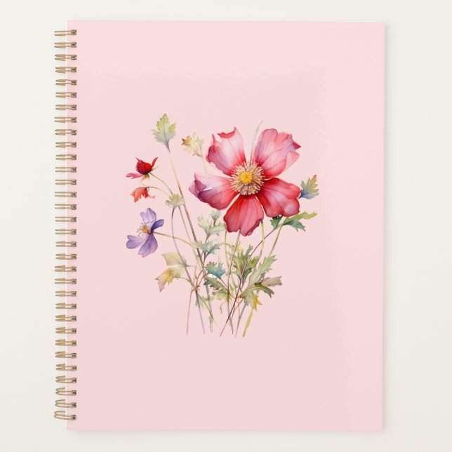 Colourful cosmos flowers planner (Front)