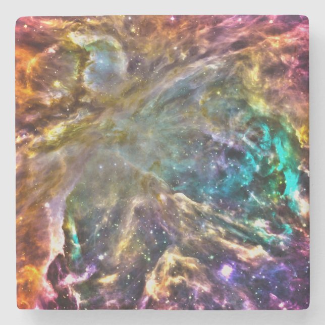 Colourful Cosmos Stone Coaster (Front)