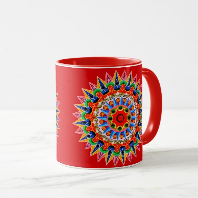 Colourful Costa Rica Folklore Design Mug (Front Right)