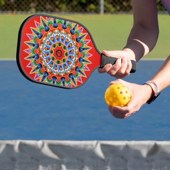 Colourful Costa Rica Folklore Design Pickleball Paddle (Insitu)