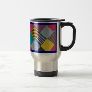 Colourful cosy knitted wool pattern travel mug