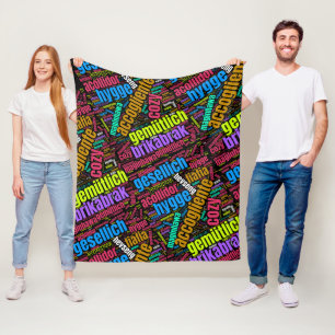 Colourful Cosy Word Cloud in Many Languages Fleece Blanket