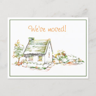 Colourful Cottage New Address Announcement Postcar Postcard