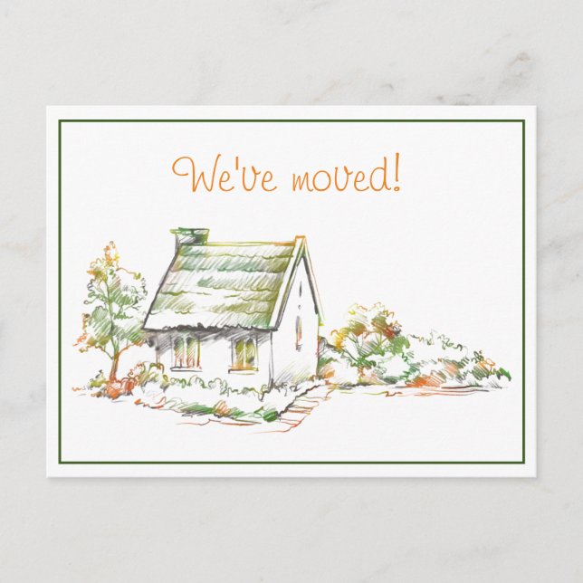Colourful Cottage New Address Announcement Postcar Postcard (Front)