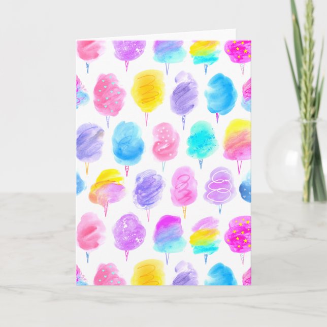 Colourful Cotton Candy Watercolor Pattern Card (Front)