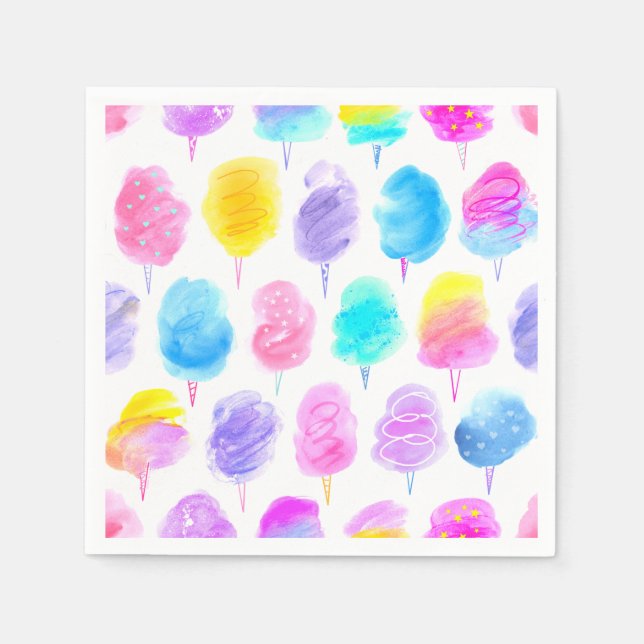 Colourful Cotton Candy Watercolor Pattern Napkin (Front)