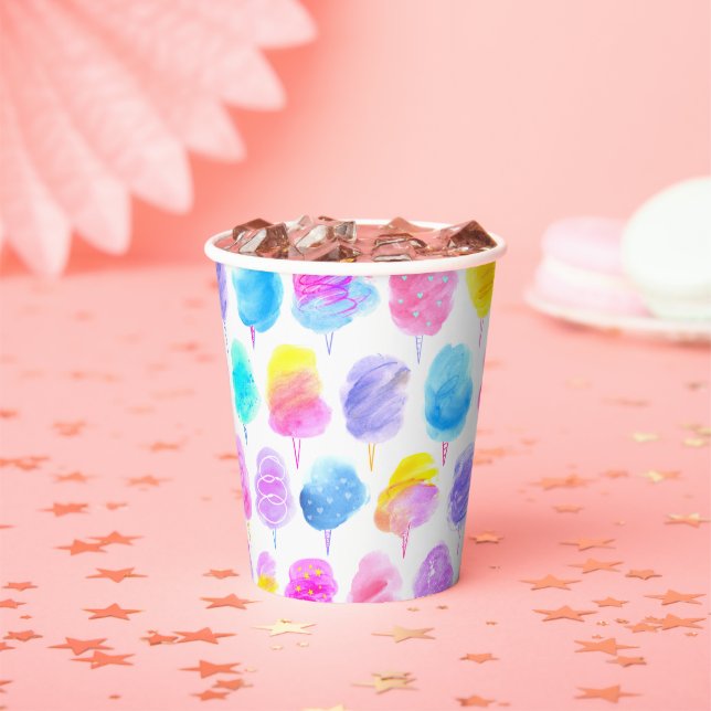 Colourful Cotton Candy Watercolor Pattern Paper Cups (Insitu)