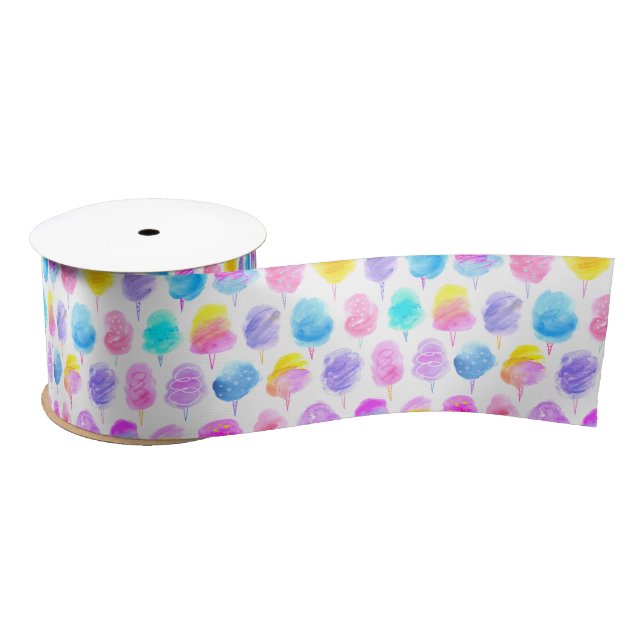 Colourful Cotton Candy Watercolor Pattern Satin Ribbon (Spool)