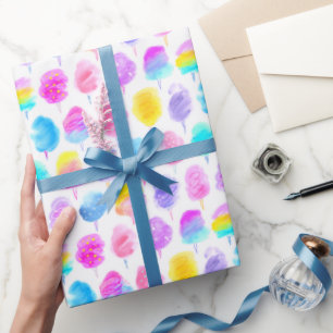 Colourful Cotton Candy Watercolor Pattern Wrapping Paper
