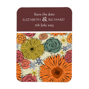 Colourful country flowers and leaves Magnet