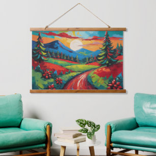 Colourful Countryside Landscape Art Hanging Tapestry