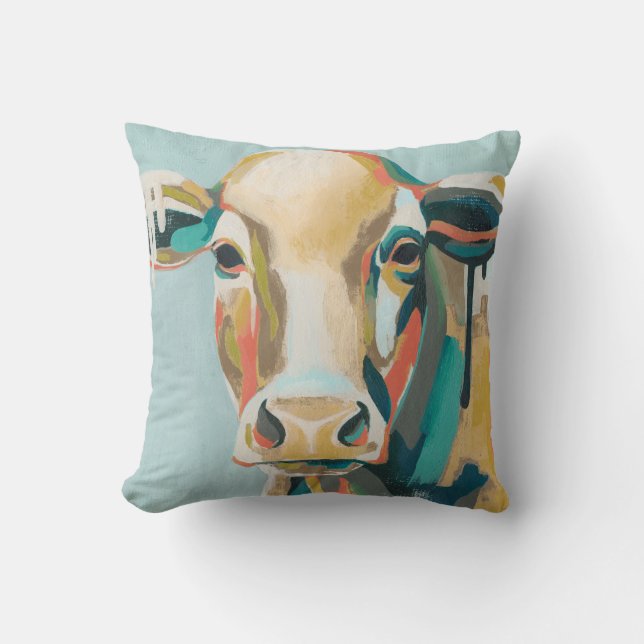 Colourful Cow Cushion (Front)