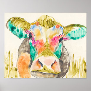 Colourful Cow Design Poster