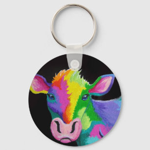 Colourful Cow Key Ring