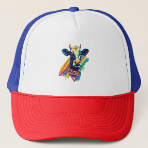 Colourful Cow Png, Rainbow Cow Design Png Trucker Hat