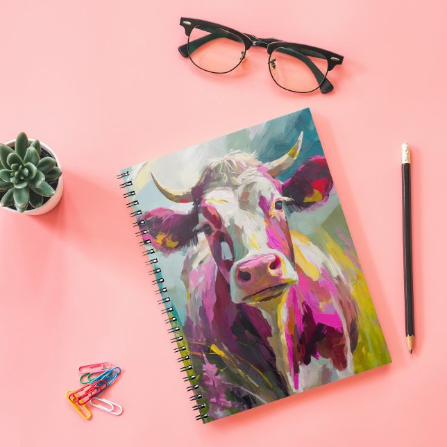 Colourful Cow Portrait Modern Abstract Art Notebook (Creator Uploaded)