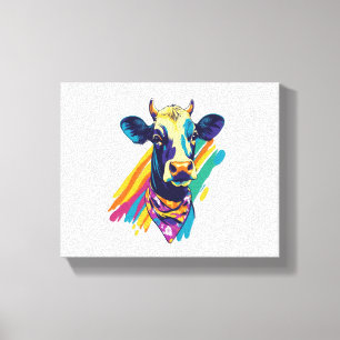 Colourful Cow , Rainbow Cow Design Canvas Print